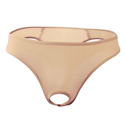 JEsilunmaMY Briefs Underwear for Men Low Rise Ice Silk Open Pouch Thong Bikini See Through Sexy Panties Underpants Swimwear (Color,One Size)