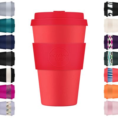 Ecoffee Cup 14oz (400ml) Reusable Coffee Cup PLA Plant-Based Travel Mug with Silicone Lid, Melamine Free & Dishwasher Safe Meridian Gate