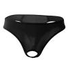 JEsilunmaMY Briefs Underwear for Men Low Rise Ice Silk Open Pouch Thong Bikini See Through Sexy Panties Underpants Swimwear (Black,One Size) view 1