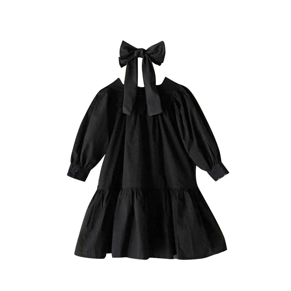 Baby Newborn Infant Girls Long Sleeveless Solid Lace Spring Autumn Princess Dress Clothes Beautiful (Black, 2-3 Years)