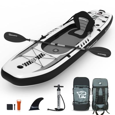 TIGERXBANG 10.2'x35''x8'' Inflatable Kayak with Detachable Seat, SUP-Kayak Set Includes Hand Pump/Aluminum Oar/Backpack, Boat for Adults/Youth | for Fishing, Touring