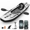 TIGERXBANG 10.2'x35''x8'' Inflatable Kayak with Detachable Seat, SUP-Kayak Set Includes Hand Pump/Aluminum Oar/Backpack, Boat for Adults/Youth | for Fishing, Touring view 1