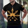 Tribal Philippines Filipino Sun and Stars Flag Men's Polo Shirt Golf Short Sleeve Regular-Fit Button Straight T-Shirt view 2