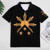 Tribal Philippines Filipino Sun and Stars Flag Men's Polo Shirt Golf Short Sleeve Regular-Fit Button Straight T-Shirt view 3