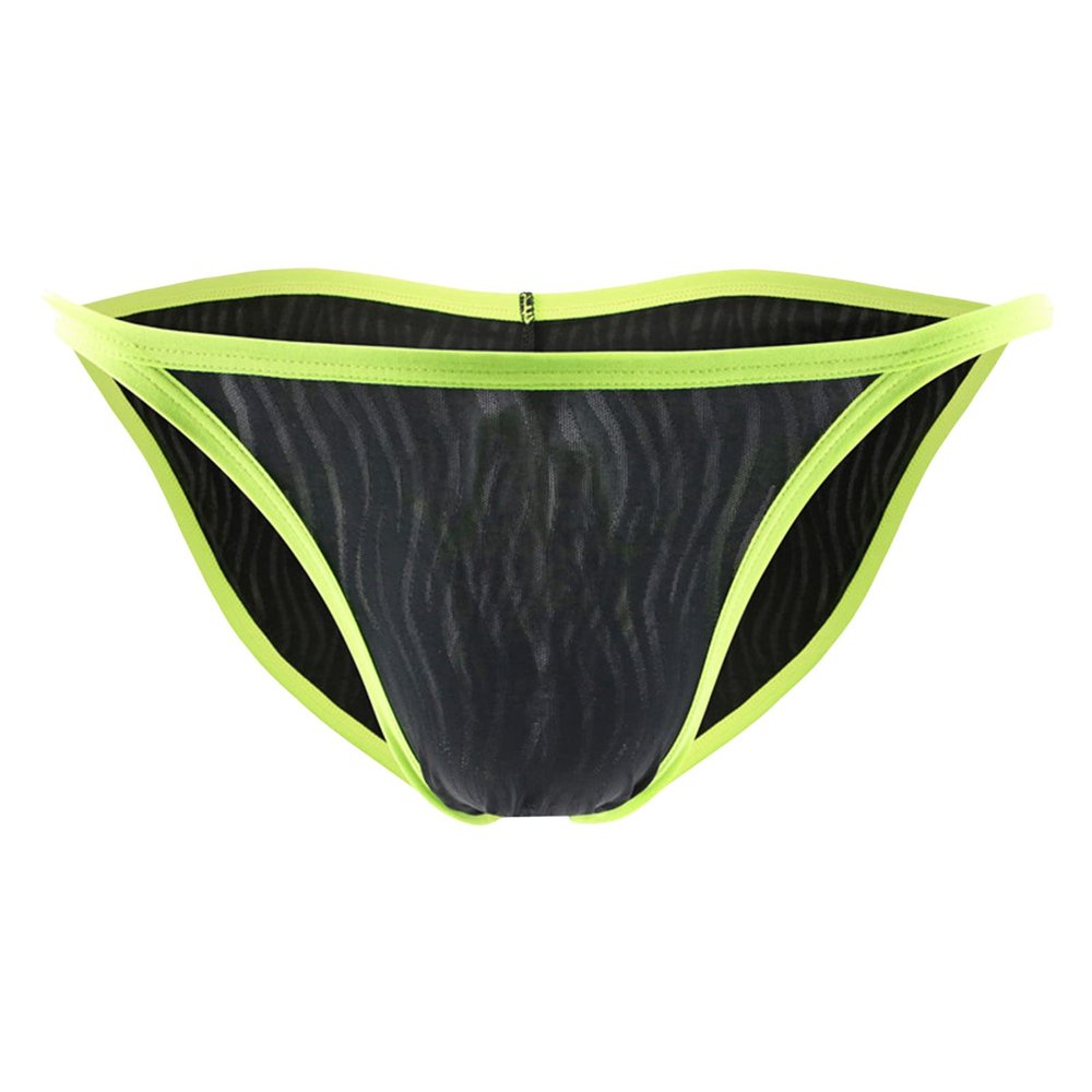 JEsilunmaMY Men's Striped Underwear Low Rise Bulge Pouch Thong Bikini Briefs Loose Breathable Stretch Sexy Panties Swimsuit (Black,X-Large)