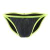 JEsilunmaMY Men's Striped Underwear Low Rise Bulge Pouch Thong Bikini Briefs Loose Breathable Stretch Sexy Panties Swimsuit (Black,X-Large) view 1