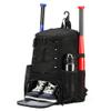 AI EN JIU Softball Bag, Baseball Bat Bag for Youth Boys Adult, Lightweight Baseball Equipment Backpack with Shoe Compartment, Bat Backpack with Fence Hook for TBall Bat, Helmet(Black) view 1