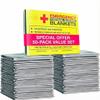 Rawyer (50 Pack) Emergency Thermal Survival Blankets, Mylar Blankets for Outdoor, Camping, Hiking, Survival in Harsh Weather, Large Silver Thermal Sheets, Heavy Duty Survival Gear (50, 84x52) view 1