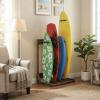 MyGift Surfboard Rack, 4-Ft Tall Rustic Burnt Wood Freestanding Vertical Surfboard Stand, Wakeboard SUP Paddleboard Storage Rack - Holds up to 4 Boards view 3