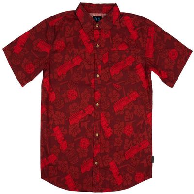 LA Police Gear LAPG Kid's Short Sleeve Button Up Shirt, Kid's Hawaiian Shirt, Button Up Shirt for Children - Fire - Large