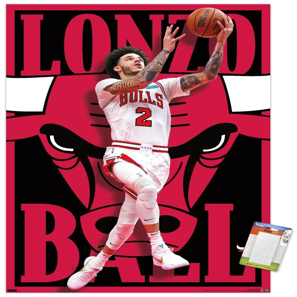 Trends International NBA Chicago Bulls - Lonzo Ball 22 Wall Poster, 22.375" x 34", Premium Poster & Mount Bundle