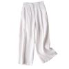DGHM-JLMY Women Cotton Linen Loose Wide-Leg Pants High Waist Casual Straight Trouser Cropped Breasted Classy Pants (White,Medium,5,OZ) view 1