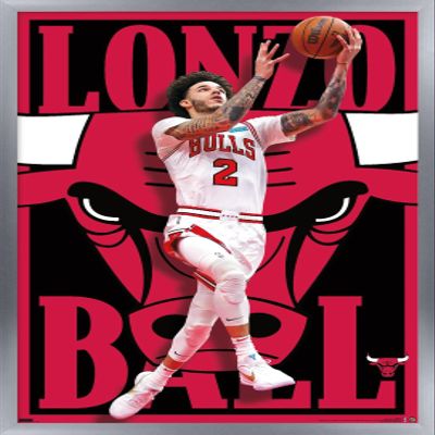 Trends International NBA Chicago Bulls - Lonzo Ball 22 Wall Poster, 22.375" x 34", Silver Framed Version