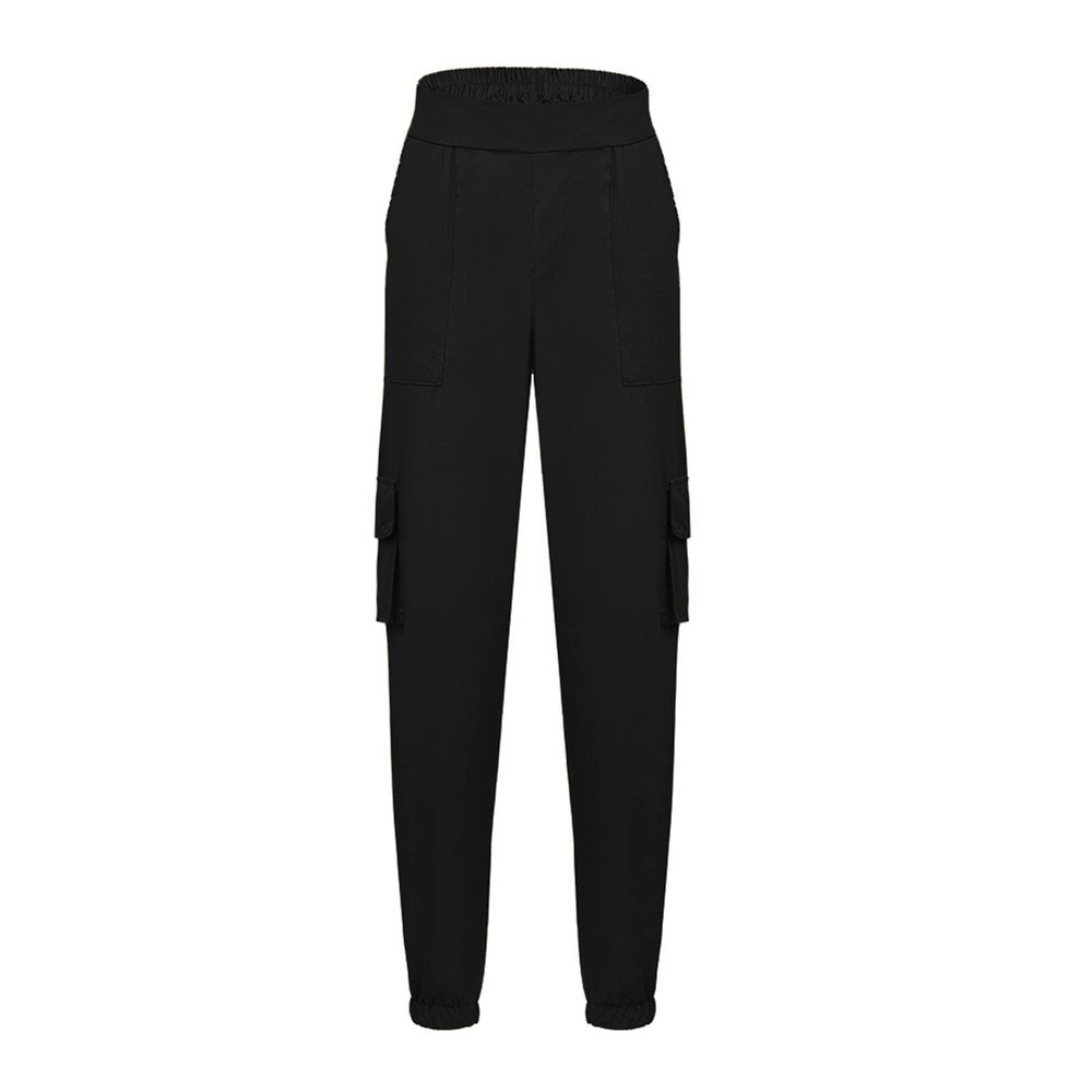 Women's Slim Fit Harem Cargo Pants Loose High Waisted Jogger Pants Stylish Soft Casual Solid Elastic Jogger Pants (Black,Small,5,OZ)