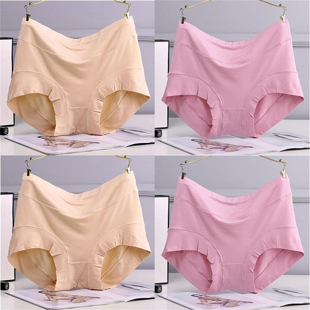 4 Pieces Plus Size Panties Comfortable Modal Lingerie Women Underwear Pretty Panty Elastic Briefs (Color : 4, Size : 4XL)