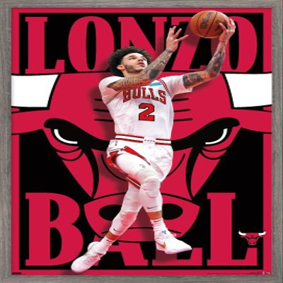 Trends International NBA Chicago Bulls - Lonzo Ball 22 Wall Poster, 14.725" x 22.375", Barnwood Framed Version