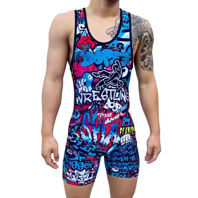 TRI-TITANS Graffiti Dope Wrestling Singlet Youths and adult Mens sizes (Youth Medium)