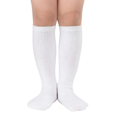 American Trends Kids Soccer White Knee High Uniform Socks for Toddler Girls Striped Sports Long Tube Socks for Boys 1 Pack Pure White 3-6 Years