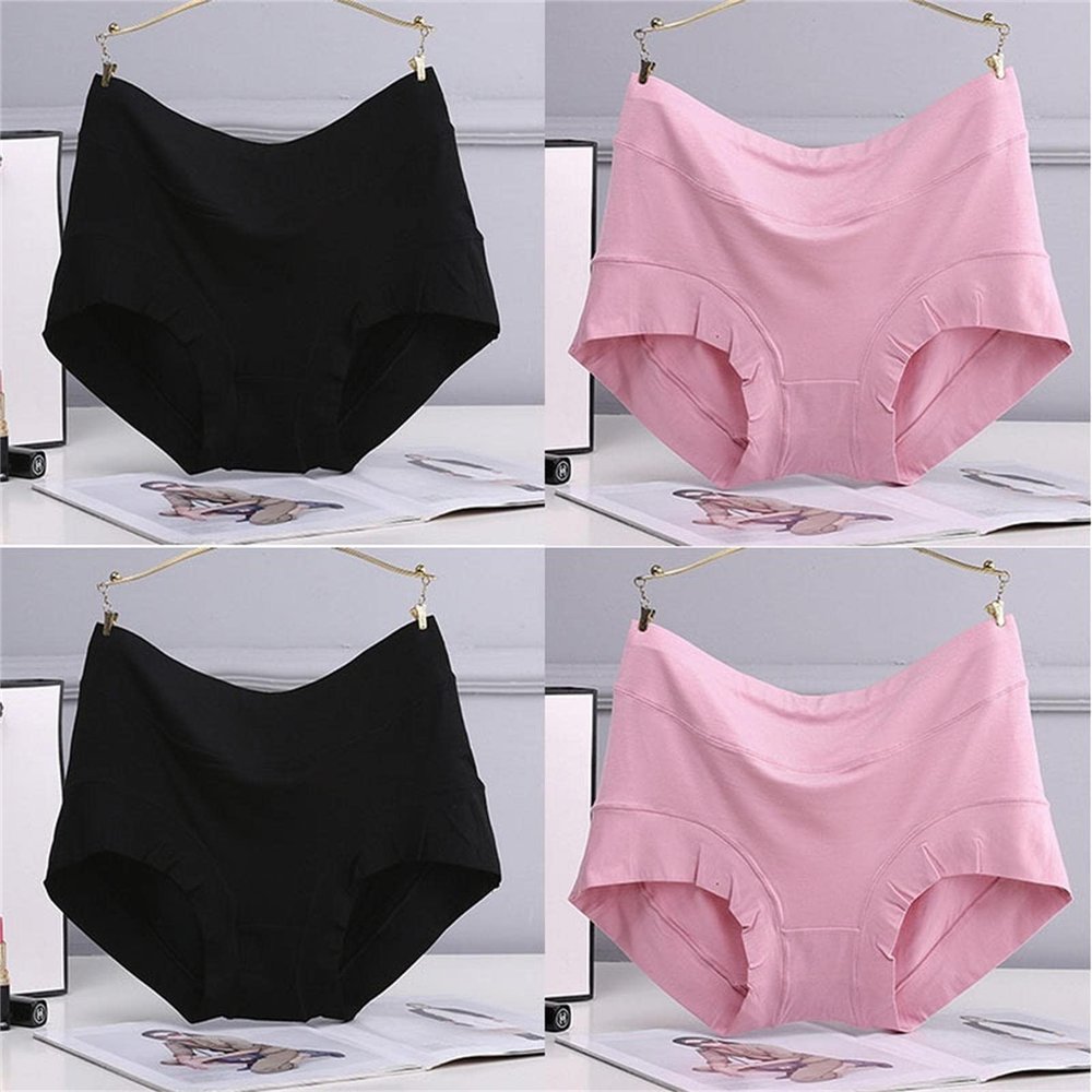 4 Pieces Plus Size Panties Comfortable Modal Lingerie Women Underwear Pretty Panty Elastic Briefs (Color : 3, Size : 4XL)