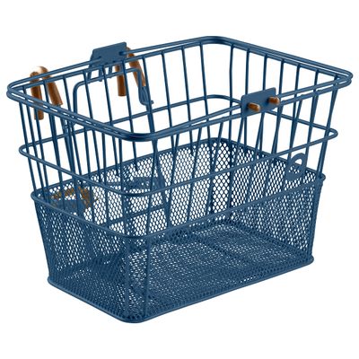 Retrospec Apollo Detachable Front Bike Basket Steel Half-Mesh with Integrated Detachable Hooks and Built-in Handle, Easy Assembly and Portability for Bicycles, Navy