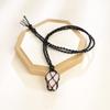 Anjiucc Natural Gemstone Crystal Raw Rose Quartz Pendant Necklace Stone Holder Necklace Cord Hand-Woven Necklace with Adjustable Length for Women Men view 3