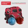 BSI Dash Double Roller Bowling Bag with Smooth Rolling Wheels, Padded Ball Compartment, Retractable Locking Handle, & Shoe Pocket, Black/Red/Gray view 2