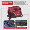 BSI Dash Double Roller Bowling Bag with Smooth Rolling Wheels, Padded Ball Compartment, Retractable Locking Handle, & Shoe Pocket, Black/Red/Gray view 3