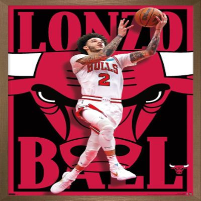 Trends International NBA Chicago Bulls - Lonzo Ball 22 Wall Poster, 22.375" x 34", Bronze Framed Version