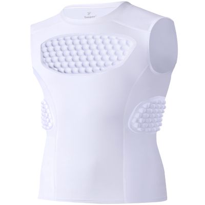 Youper Youth Baseball Padded Chest Protector Shirt, Rib Heart Sternum Guard for Football, Softball & Lacrosse (White, X-Large)