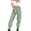 Women's Harem Pants Chain Embellished Cargo Flap Pockets High Waisted Jogger Pants Baggy Solid Outdoor Streetwear (Vert,Small,5,OZ) view 1