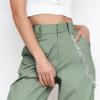 Women's Harem Pants Chain Embellished Cargo Flap Pockets High Waisted Jogger Pants Baggy Solid Outdoor Streetwear (Vert,Small,5,OZ) view 2