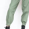 Women's Harem Pants Chain Embellished Cargo Flap Pockets High Waisted Jogger Pants Baggy Solid Outdoor Streetwear (Vert,Small,5,OZ) view 4
