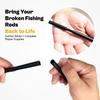 Fishing Rod Repair Kit Complete,Full Supplies with Glue for Freshwater & Saltwater Broken Fishing Pole Repair with Carbon Fiber Sticks,Rod Building Epoxy Finish, Wrapping Thread and Tape view 2