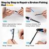 Fishing Rod Repair Kit Complete,Full Supplies with Glue for Freshwater & Saltwater Broken Fishing Pole Repair with Carbon Fiber Sticks,Rod Building Epoxy Finish, Wrapping Thread and Tape view 3
