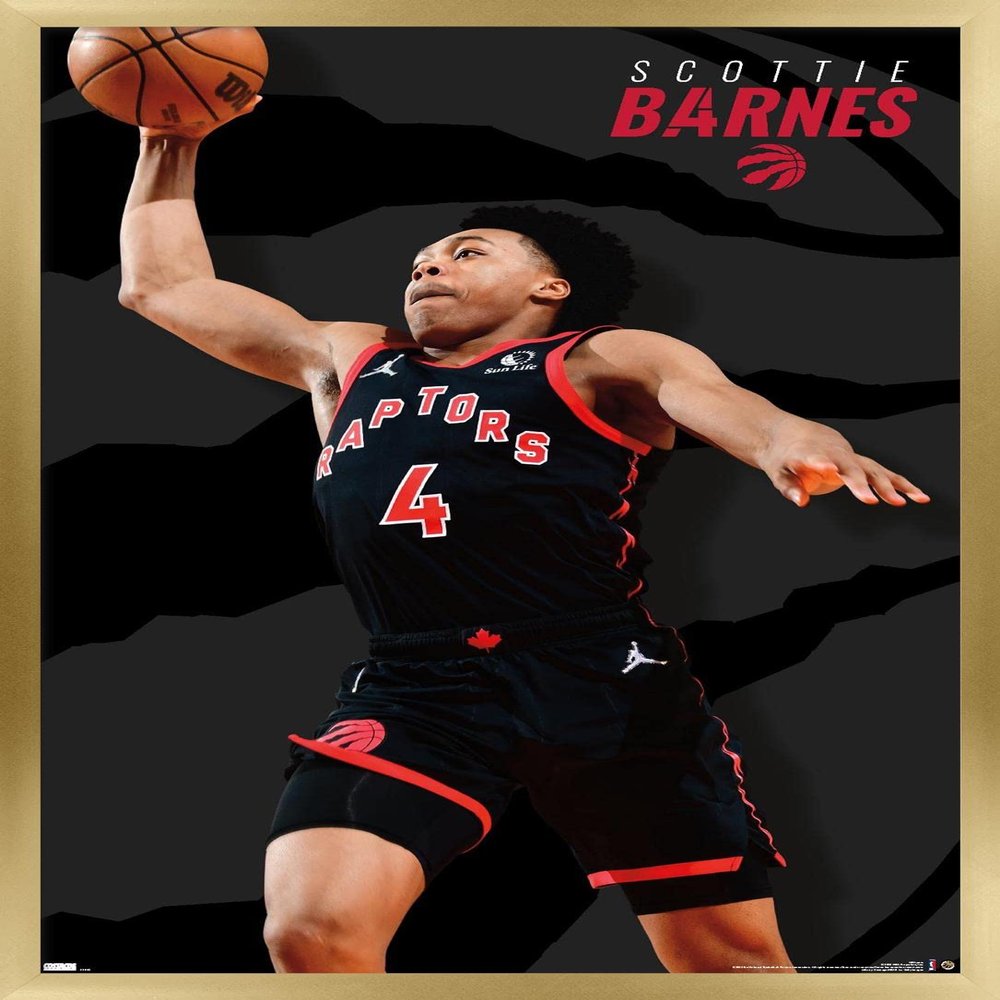 Trends International NBA Toronto Raptors - Scottie Barnes 22 Wall Poster, 22.375" x 34", Gold Framed Version