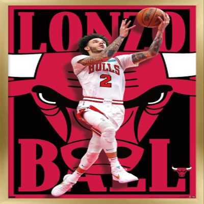 Trends International NBA Chicago Bulls - Lonzo Ball 22 Wall Poster, 14.725" x 22.375", Gold Framed Version