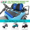 10L0L Golf Cart Front and Rear Seat Cover Set for Club Car DS/Precedent/Onward/Tempo & Yamaha G29 /Drive 2,Stylish 4 Passenger Front Back Seat Covers,Breathable Washable Polyester Mesh (Black/Blue) view 2