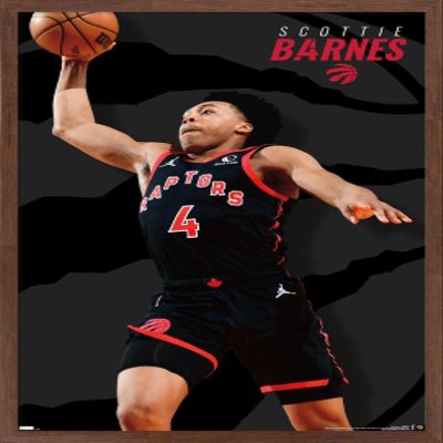 Trends International NBA Toronto Raptors - Scottie Barnes 22 Wall Poster, 14.725" x 22.375", Mahogany Framed Version