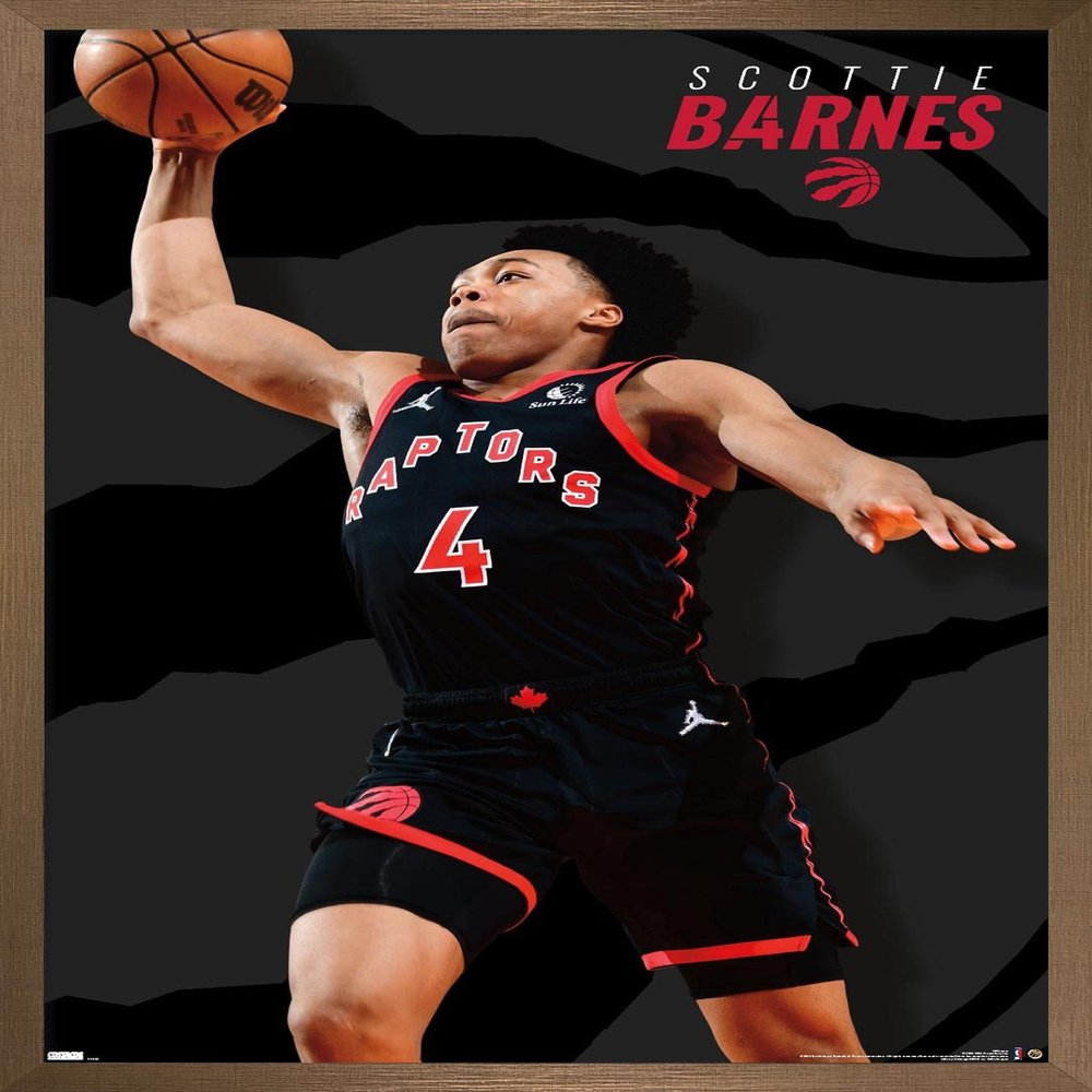 Trends International NBA Toronto Raptors - Scottie Barnes 22 Wall Poster, 22.375" x 34", Bronze Framed Version