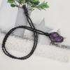 Anjiucc Natural Gemstone Crystal Raw Amethyst Pendant Necklace Stone Holder Necklace Cord Hand-Woven Necklace with Adjustable Length for Women Men view 4