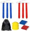 Flag Football Set - 14 Durable Belts with 42 Flags, Bonus 4 Cones and 1 Drawstring Bag (21 Red and 21 Blue) for Youth & Adults view 1