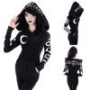 tuduoms Women's Casual Zip Up Hoodie Black Gothic Vintage Moon Printed Jacket Coat Long Sleeve Sweatshirts Goth Punk Clothes view 2