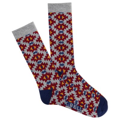 K. Bell Mens Fun Patterns & Designs Crew - 1 Pairs Cool Classic Novelty Gifts Socks, Blanket Print (Light Grey Heather), 6.5-12 US