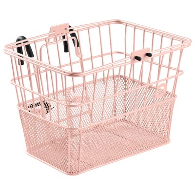 Retrospec Apollo Detachable Front Bike Basket Steel Half-Mesh with Integrated Detachable Hooks and Built-in Handle, Easy Assembly and Portability for Bicycles
