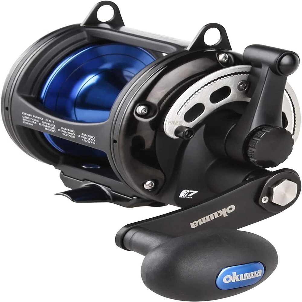 Okuma Solterra SLX Single Speed Closed Frame Lever Drag Saltwater Trolling Reel, SLX-30b, 540yds- 40lb Black
