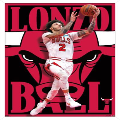 Trends International NBA Chicago Bulls - Lonzo Ball 22 Wall Poster, 14.725" x 22.375", White Framed Version