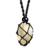 Anjiucc Natural Gemstone Crystal Raw Citine Pendant Necklace Stone Holder Necklace Cord Hand-Woven Necklace with Adjustable Length for Women Men view 1