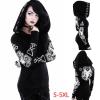 tuduoms Women's Casual Zip Up Hoodie Black Gothic Vintage Moon Printed Jacket Coat Long Sleeve Sweatshirts Goth Punk Clothes view 2
