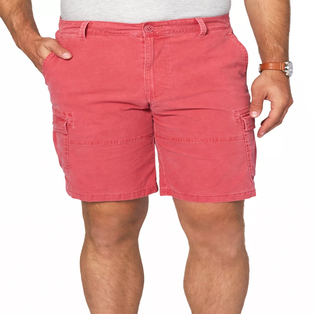 IZOD Men's Pigment Dyed 10.5" Cargo Short, Saltwater Red, 30