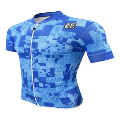 De Soto Skin Cooler Full Zip Tri Top Short Sleeve - FVSC - (Royal Camouflage, Small)